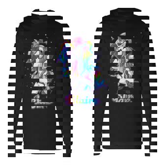 Blaire Name Personalized Custom Rainbow Unicorn Dabbing Men Women Long Sleeve T-Shirt T-shirt Graphic Print - Thegiftio UK