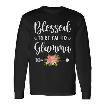 Blessed To Be Called Glamma Women Flower Decor Grandma Long Sleeve T-Shirt - Seseable