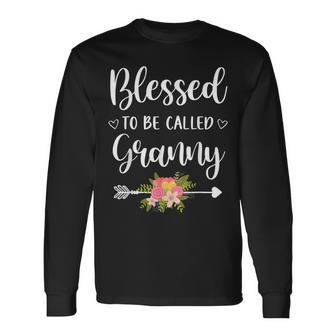 Blessed To Be Called Granny Women Flower Decor Grandma Long Sleeve T-Shirt - Seseable