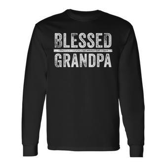 Blessed Grandpa Dad Granddad Fathers Day Vintage Long Sleeve T-Shirt - Seseable