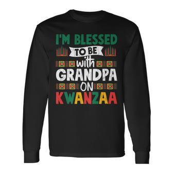 Blessed With Grandpa On Kwanzaa Fun African American Graphic Men Women Long Sleeve T-Shirt T-shirt Graphic Print - Thegiftio UK