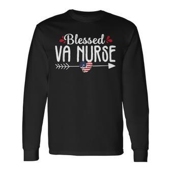 Blessed Va Nurse Cute Rn Veteran Nursing Gift Women Men Women Long Sleeve T-shirt Graphic Print Unisex - Seseable