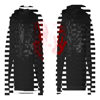 Blood Hands Splatters Red Bloody Handprints Zombie Outbreak Men Women Long Sleeve T-Shirt T-shirt Graphic Print - Thegiftio UK