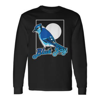 Blue Jay Bird Design Gift Bird Lover Men Women Long Sleeve T-shirt Graphic Print Unisex - Seseable