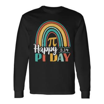 Boho Rainbow Happy Pi Day 314 Math Geek Long Sleeve T-Shirt - Seseable