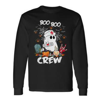 Boo Boo Crew Ghost Nurse Retro Halloween 2021 Nursing Men Women Long Sleeve T-Shirt T-shirt Graphic Print - Thegiftio UK