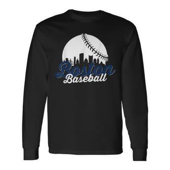 Boston Baseball Ball City Massachusetts Retro Vintage Long Sleeve T-Shirt | Seseable UK