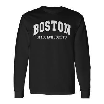 Boston Massachusetts Throwback Classic Long Sleeve T-Shirt | Mazezy