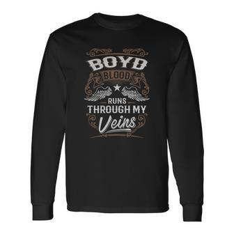Boyd Blood Runs Through My Veins Legend Name Shirt Men Women Long Sleeve T-Shirt T-shirt Graphic Print - Thegiftio UK