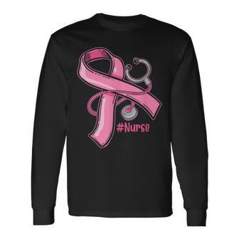 Breast Cancer Awareness Nurse Stethoscope Pink Ribbon V2 Men Women Long Sleeve T-Shirt T-shirt Graphic Print - Thegiftio UK