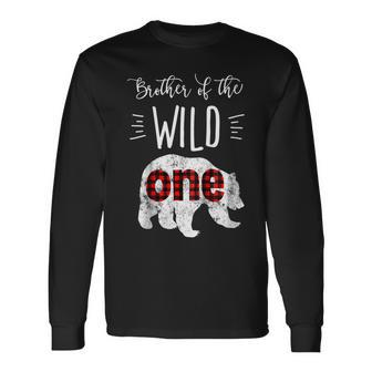 Brother Of The Wild One Shirt Bear Lumberjack 1St Birthday Long Sleeve T-Shirt T-Shirt | Mazezy