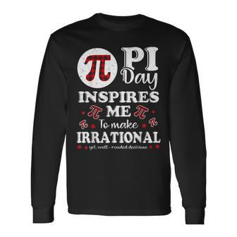 Buffalo Plaid Pi Symbol Pi Day Inspires Me Math Lover V2 Long Sleeve T-Shirt - Seseable