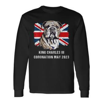 Bulldog Union Jack King Charles Coronation Long Sleeve T-Shirt T-Shirt | Mazezy