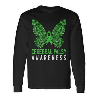Butterfly Cerebral Palsy Awareness Cp Green Ribbon Support Long Sleeve T-Shirt T-Shirt | Mazezy