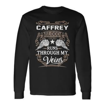 Caffrey Name Caffrey Blood Runs Through My Veins V2 Long Sleeve T-Shirt - Seseable