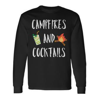 Campfires And Cocktails Outdoor Camping And Drinking Men Women Long Sleeve T-Shirt T-shirt Graphic Print - Thegiftio UK