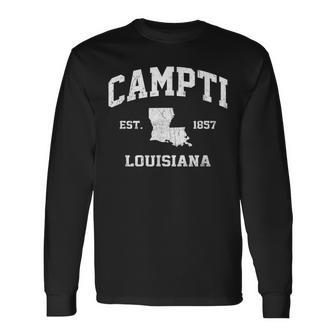 Campti Louisiana La Vintage State Athletic Style Long Sleeve T-Shirt - Seseable