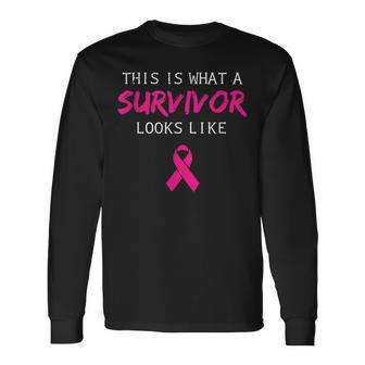 Cancer Survivor Women Gift Idea Breast Cancer Awareness Men Women Long Sleeve T-shirt Graphic Print Unisex - Seseable