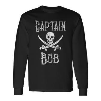 Captain Bob Vintage Personalized Pirate Boating Long Sleeve T-Shirt - Seseable