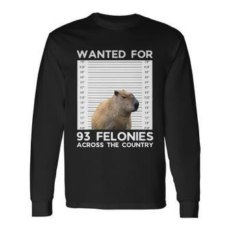 Capybara Mugshot Wanted For 93 Felonies Across The Country Long Sleeve T-Shirt - Monsterry DE