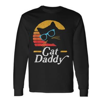 Cat Daddy Vintage Eighties Style Cat Hipster Glasses Retro Long Sleeve T-Shirt - Seseable