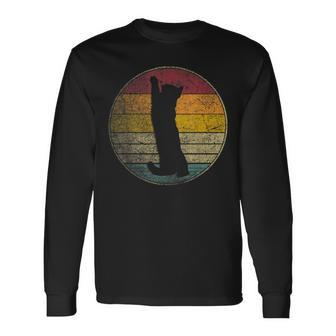 Cat Fur Mom Dad Vintage Distressed Retro Silhouette Long Sleeve T-Shirt - Seseable