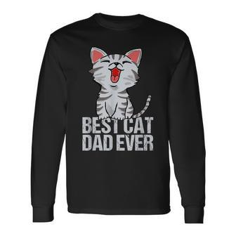 Cat Lover Vintage Best Cat Dad Ever Bump Fit Long Sleeve T-Shirt T-Shirt | Mazezy
