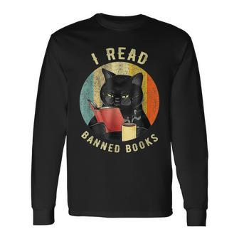Cat I Read Banned Books Bookworms Loves Reading Books Long Sleeve T-Shirt T-Shirt | Mazezy