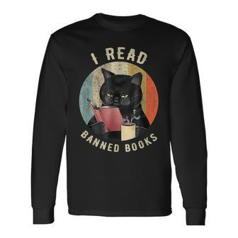 Cat I Read Banned Books Bookworms Reading Book Long Sleeve T-Shirt T-Shirt | Mazezy