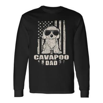 Cavapoo Dad Cool Vintage Retro Proud American Long Sleeve T-Shirt - Seseable