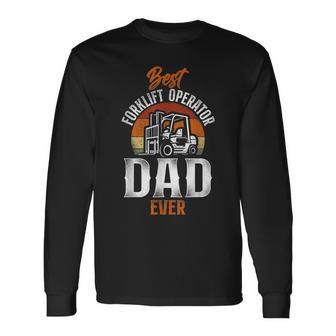 Certified Forklift Truck Operator Dad Father Retro Vintage Long Sleeve T-Shirt - Seseable
