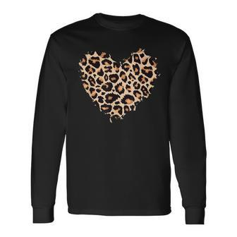 Cheetah Leopard Heart Girls Animal Print Long Sleeve T-Shirt | Mazezy
