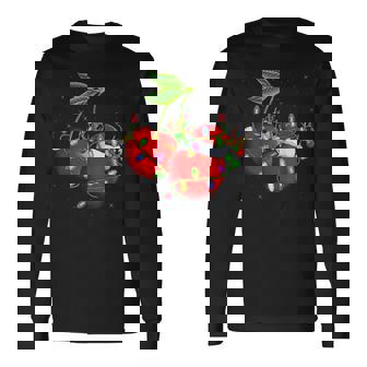 Cherry Fruit Lover Xmas Lighting Santa Cherry Christmas Men Women Long Sleeve T-Shirt T-shirt Graphic Print - Thegiftio UK
