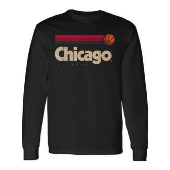 Chicago Basketball B-Ball City Illinois Retro Chicago Long Sleeve T-Shirt - Seseable