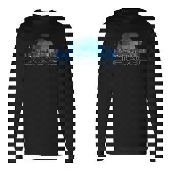 Chicago Skyline Chicago Skyline At Night Men Women Long Sleeve T-Shirt T-shirt Graphic Print - Thegiftio