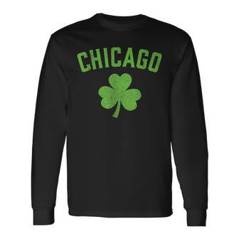 Chicago St Patricks Day Pattys Day Shamrock Long Sleeve T-Shirt - Thegiftio UK