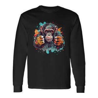 Chimpanzee Battle-Ready Protective Gear Resilient Long Sleeve T-Shirt | Mazezy