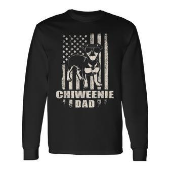 Chiweenie Dad Cool Vintage Retro Proud American Long Sleeve T-Shirt - Seseable