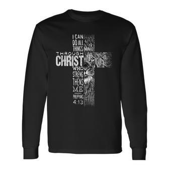 Christian Jesus Lion Of Tribe Judah Cross Lion Of Judah V2 Long Sleeve T-Shirt - Seseable