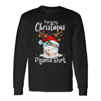 This Is My Christmas Baseball-Pyjama Für Mama Frauen Mädchen Langarmshirts - Seseable