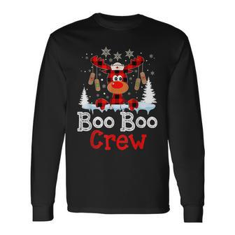 Christmas Boo Boo Crew Reindeer Nurse Buffalo Plaid Nurse V2 Men Women Long Sleeve T-shirt Graphic Print Unisex - Seseable
