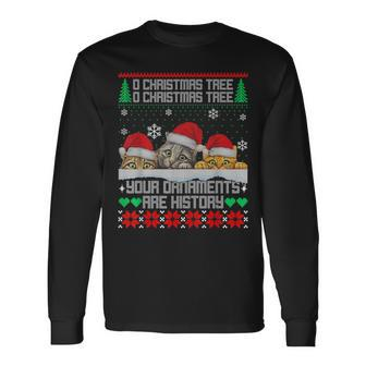 Christmas Cat Meowy Christmas Cat Christmas Sweater V3 Men Women Long Sleeve T-shirt Graphic Print Unisex - Seseable