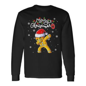 Christmas Dabbing Gingerbread Santa Hat Xmas Cookie Bakers Men Women Long Sleeve T-shirt Graphic Print Unisex - Seseable
