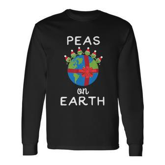 Christmas Peas On Earth World Peace Pea Tshirt Long Sleeve T-Shirt - Monsterry