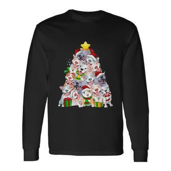 Christmas Pitbull Pajama Shirt Tree Dog Dad Mom Xmas Long Sleeve T-Shirt - Monsterry