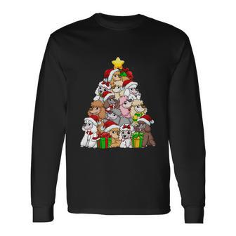 Christmas Poodle Pajama Shirt Tree Dog Dad Mom Xmas Long Sleeve T-Shirt - Monsterry DE