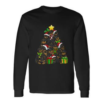 Christmas Rottweiler Pajama Shirt Tree Dog Dad Xmas Long Sleeve T-Shirt - Monsterry