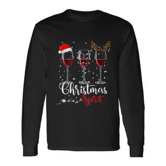 Christmas Spirits Glasses Of Wine Xmas Holidays Party Long Sleeve T-Shirt - Monsterry AU