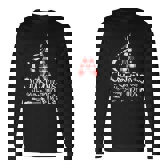 Christmas With My Tribe Red Plaid Family Matching Outfit Men Women Long Sleeve T-shirt Graphic Print Unisex | Seseable FR