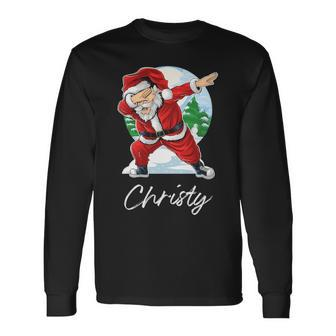 Christy Name Santa Christy Long Sleeve T-Shirt - Seseable